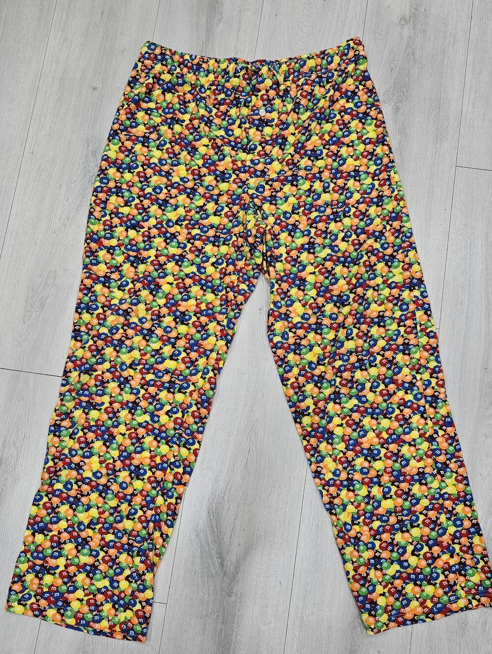 VTG m&ms World Yellow Candy Size Graphics Pajama Lounge Pants Cotton Mens Sz M
